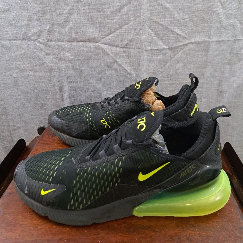 %Nike Air Max 270 Black Volt Oil Grey AH8050-017 Running Shoes / A37 - Picture 1 of 11